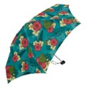 Apu Apustaja and Groyper Pepe The Frog frens Hawaiian Shirt with red Hibiscus on Green background from Kekistan Mini Folding Umbrella View2