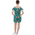 Apu Apustaja and Groyper Pepe The Frog frens Hawaiian Shirt with red Hibiscus on Green background from Kekistan Ruffle Cut Out Chiffon Playsuit View2