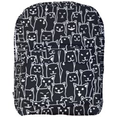 Funny Cat Pattern Organic Style Minimalist On Black Background Full Print Backpack by genx