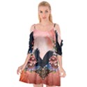 Wonderful Crow With Flowers On Red Vintage Dsign Cutout Spaghetti Strap Chiffon Dress View1