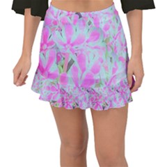 Hot Pink And White Peppermint Twist Flower Petals Fishtail Mini Chiffon Skirt by myrubiogarden