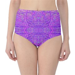Hot Pink And Purple Abstract Branch Pattern Classic High-waist Bikini Bottoms by myrubiogarden