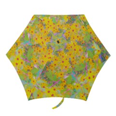 Pretty Yellow And Red Flowers With Turquoise Mini Folding Umbrellas by myrubiogarden