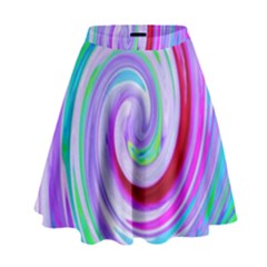 Groovy Abstract Red Swirl On Purple And Pink High Waist Skirt by myrubiogarden