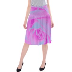 Perfect Hot Pink And Light Blue Rose Detail Midi Beach Skirt by myrubiogarden