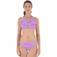 Perfect Hot Pink And Light Blue Rose Detail Perfectly Cut Out Bikini Set by myrubiogarden