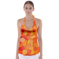 Background Pattern Orange Mosaic Babydoll Tankini Top by Mariart