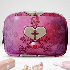 Wonderful Hearts With Floral Elements Make Up Pouch (small) by FantasyWorld7