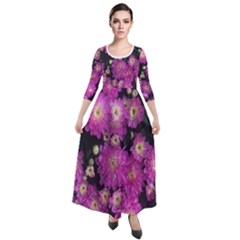 Pink Mums Garden Quarter Sleeve Maxi Velour Dress by bloomingvinedesign