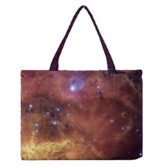 Cosmic Astronomy Sky With Stars Orange Brown And Yellow Zipper Medium Tote Bag by genx
