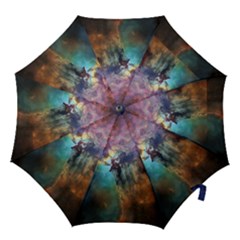 Lagoon Nebula Interstellar Cloud Pastel Pink, Turquoise And Yellow Stars Hook Handle Umbrellas (large) by genx