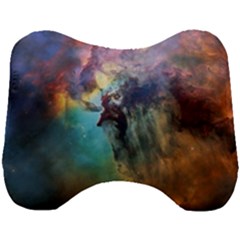 Lagoon Nebula Interstellar Cloud Pastel Pink, Turquoise And Yellow Stars Head Support Cushion by genx