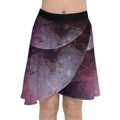 Eagle Nebula Wine Pink And Purple Pastel Stars Astronomy Chiffon Wrap Front Skirt by genx