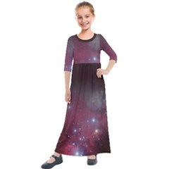 Christmas Tree Cluster Red Stars Nebula Constellation Astronomy Kids  Quarter Sleeve Maxi Dress by genx