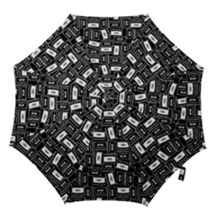 Tape Cassette 80s Retro Genx Pattern Black And White Hook Handle Umbrellas (large) by genx