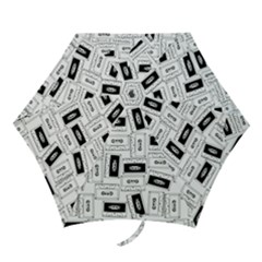 Tape Cassette 80s Retro Genx Pattern Black And White Mini Folding Umbrellas by genx
