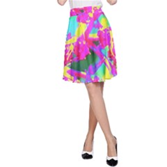 Psychedelic Succulent Sedum Turquoise And Yellow A-line Skirt by myrubiogarden