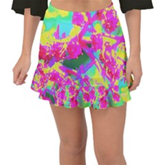 Psychedelic Succulent Sedum Turquoise And Yellow Fishtail Mini Chiffon Skirt by myrubiogarden