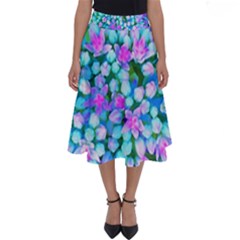 Blue And Hot Pink Succulent Sedum Flowers Detail Perfect Length Midi Skirt by myrubiogarden