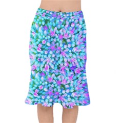 Blue And Hot Pink Succulent Sedum Flowers Detail Mermaid Skirt by myrubiogarden