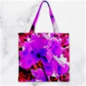 Abstract Ultra Violet Purple Iris On Red And Pink Zipper Grocery Tote Bag View1