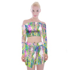 Abstract Oriental Lilies In My Rubio Garden Off Shoulder Top With Mini Skirt Set by myrubiogarden