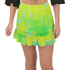 Fluorescent Yellow And Pink Abstract Garden Foliage Fishtail Mini Chiffon Skirt by myrubiogarden