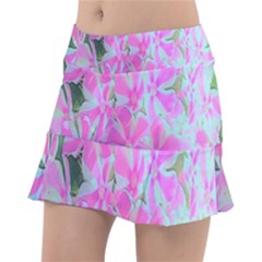 Hot Pink And White Peppermint Twist Garden Phlox Tennis Skirt by myrubiogarden