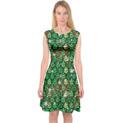 Green Unique Christmas Trees Capsleeve Midi Dress by PattyVilleDesigns