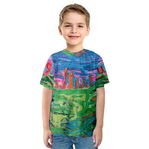 Our Town My Town Kids  Sport Mesh Tee by arwwearableart