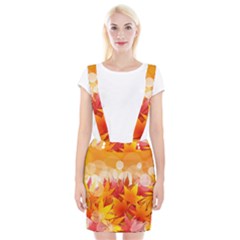 Autumn Background Maple Leaves Bokeh Braces Suspender Skirt by Wegoenart