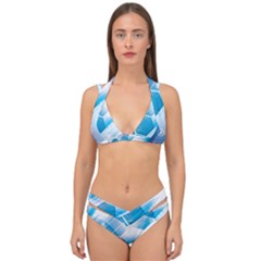 Hexagon Euclidean Vector Gradient Del  Blue Color Science And Technology Double Strap Halter Bikini Set by Wegoenart