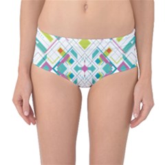 Graphic Design Geometry Shape Pattern Geometric Mid-waist Bikini Bottoms by Wegoenart