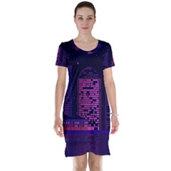 Christmas Skyline Skyscraper Short Sleeve Nightdress by Wegoenart