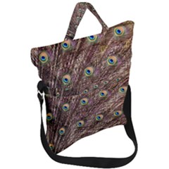 Peacock Feathers Wheel Plumage Fold Over Handle Tote Bag by Wegoenart