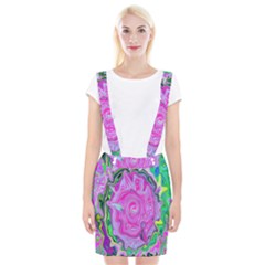 Groovy Pink, Blue And Green Abstract Liquid Art Braces Suspender Skirt by myrubiogarden