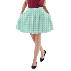 Mint Triangle Shape Pattern A-line Pocket Skirt by picsaspassion