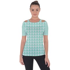 Mint Triangle Shape Pattern Shoulder Cut Out Short Sleeve Top by picsaspassion