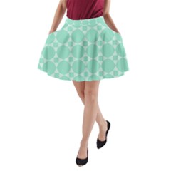 Mint Star Pattern A-line Pocket Skirt by picsaspassion