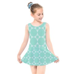 Mint Star Pattern Kids  Skater Dress Swimsuit by picsaspassion