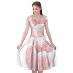Tulip Red And White Pen Drawing Cap Sleeve Wrap Front Dress by picsaspassion