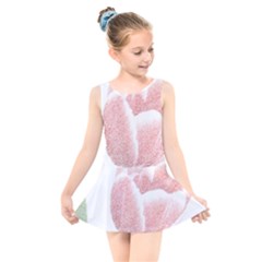 Tulip Red And White Pen Drawing Kids  Skater Dress Swimsuit by picsaspassion