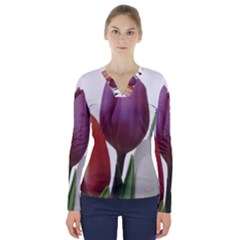 Tulips Bouquet V-neck Long Sleeve Top by picsaspassion