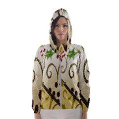 Christmas Ribbon Background Hooded Windbreaker (women) by Wegoenart