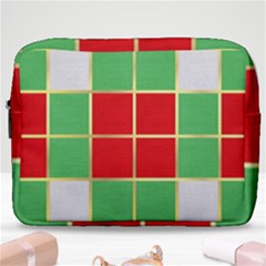 Christmas Fabric Textile Red Green Make Up Pouch (large) by Wegoenart