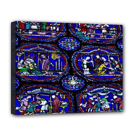 Church Window Canterbury Deluxe Canvas 20  X 16  (stretched) by Wegoenart