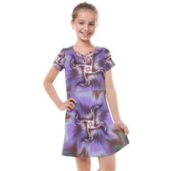 Fractal Rainbow Colorful Pattern Kids  Cross Web Dress by Wegoenart