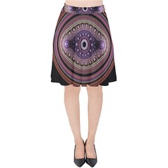 Fractal Pink Eye Fantasy Pattern Velvet High Waist Skirt by Wegoenart