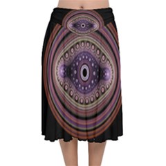 Fractal Pink Eye Fantasy Pattern Velvet Flared Midi Skirt by Wegoenart