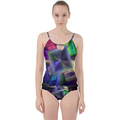 Perspective Technology Fractal Cut Out Top Tankini Set by Wegoenart